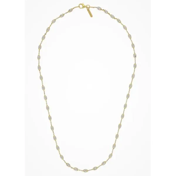 Silver Necklace With A Slim Chain Linking Numerous Diamond-Cut Round Elements. Charles Frederick Jewelers Chelmsford, MA