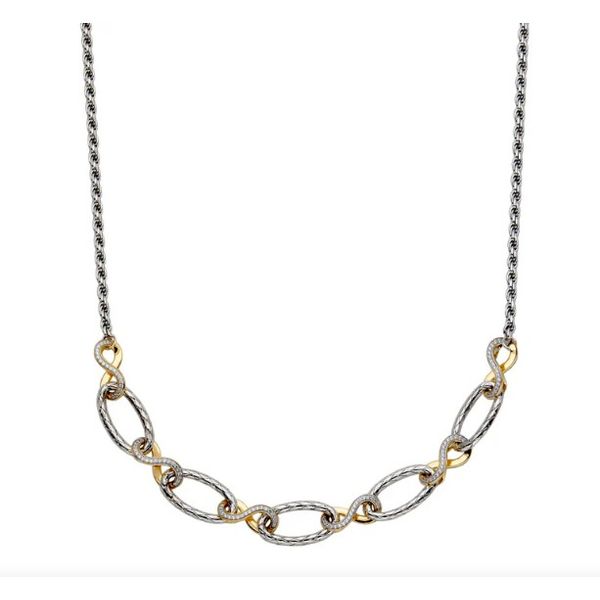 Sterling Silver 2Mm Mesh Link And Cubic Zirconia Necklace Charles Frederick Jewelers Chelmsford, MA