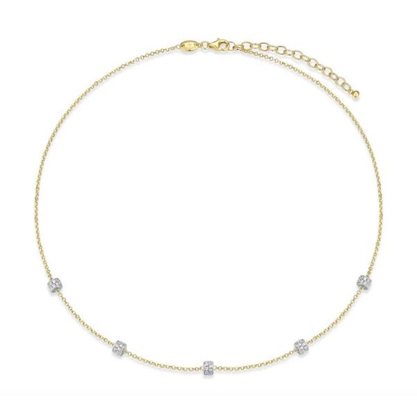 Sterling Silver Yellow Gold And Rhodium Plated Necklace With White Cz Charles Frederick Jewelers Chelmsford, MA