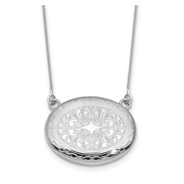 SS 20mm Filagree Locket with chain East West Design 18.75