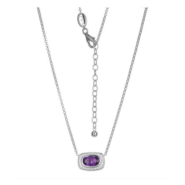 Sterling Silver Classic Mesh 2 Genuine Amethyst Pendan Charles Frederick Jewelers Chelmsford, MA