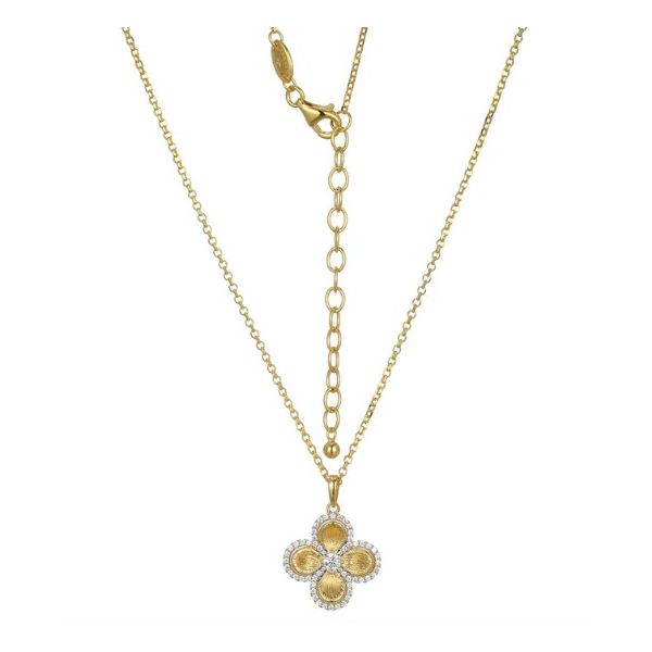 Sterling Silver Necklace Features A Delicate Flower-Petal Pendant Arranged In A Clover Shape Charles Frederick Jewelers Chelmsford, MA