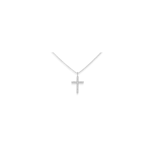 Sterling and Lab Grown Diamond Cross Necklace Charles Frederick Jewelers Chelmsford, MA