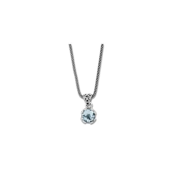 Sterling 7mm Round Blue Topaz Pendant On Chain Charles Frederick Jewelers Chelmsford, MA