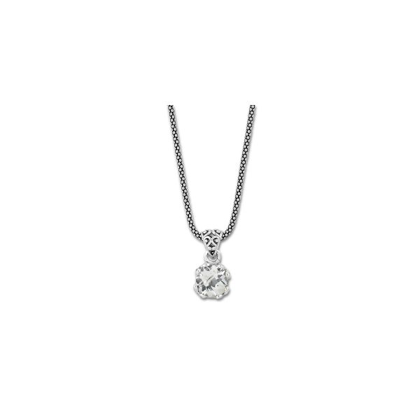 Sterling 7mm Round White Topaz Pendant On Chain Charles Frederick Jewelers Chelmsford, MA