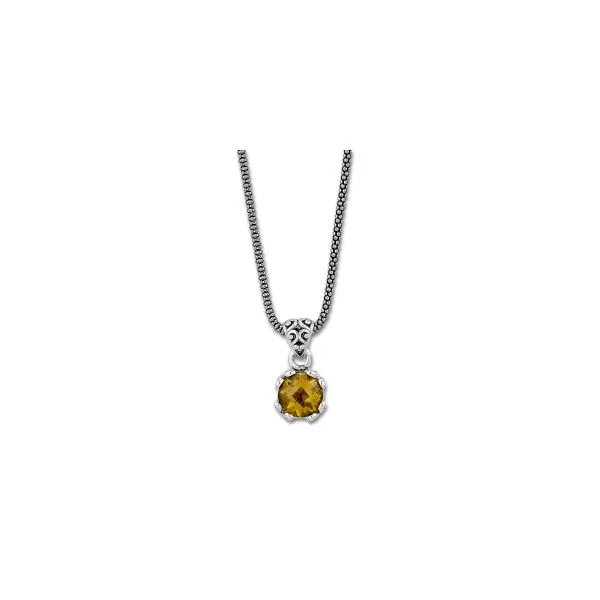 SS 7MM ROUND CITRINE PENDANT ON CHAIN Charles Frederick Jewelers Chelmsford, MA