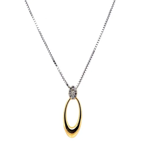Sterling Vermeil And White Sapphire Fancy Oval Pendant Charles Frederick Jewelers Chelmsford, MA