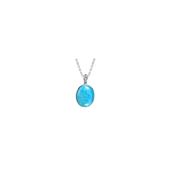 SS Oval Larimar Pendant Charles Frederick Jewelers Chelmsford, MA
