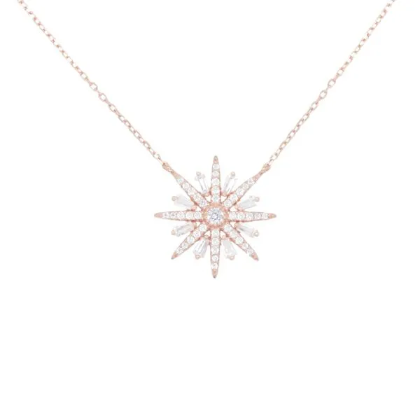CZ Sterling Silver Snowflake Necklace Charles Frederick Jewelers Chelmsford, MA