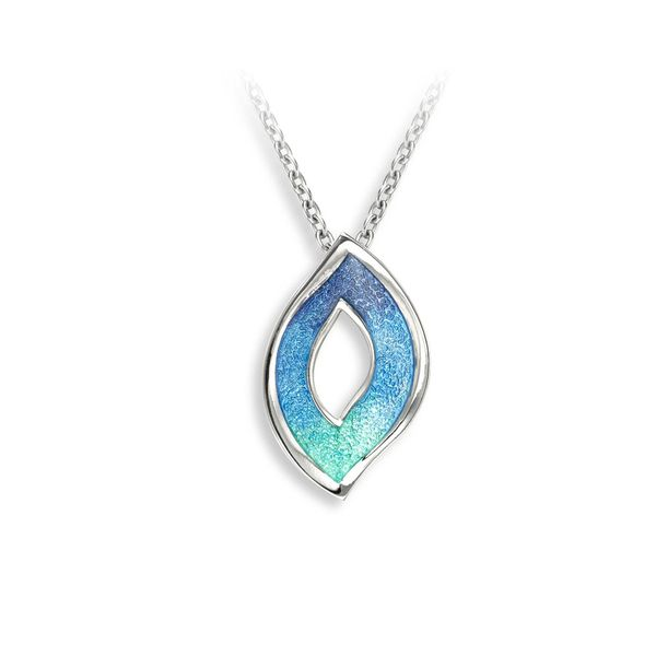 Blue Cut-Out Flame Necklace Charles Frederick Jewelers Chelmsford, MA