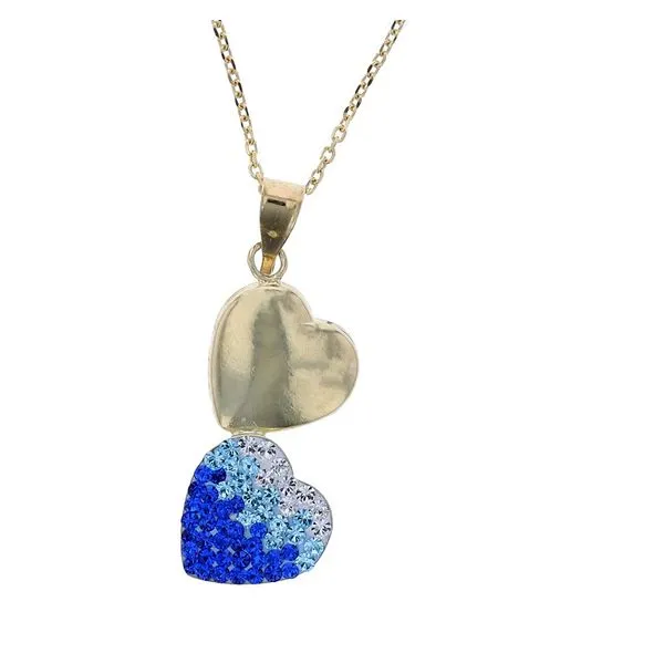 Sterling Blue Double Heart Pendant Charles Frederick Jewelers Chelmsford, MA