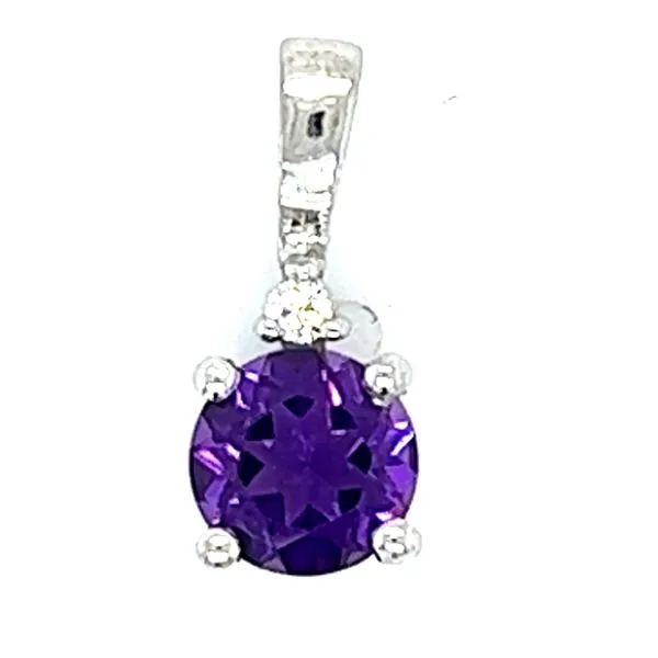 Sterling Amethyst And .02ct Diamond Pendant Charles Frederick Jewelers Chelmsford, MA