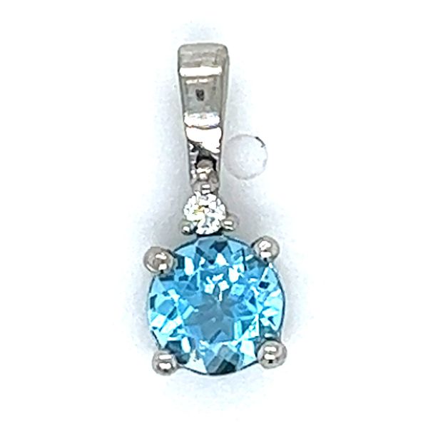 Sterling Blue Topaz And .02ct Diamond Pendant Charles Frederick Jewelers Chelmsford, MA