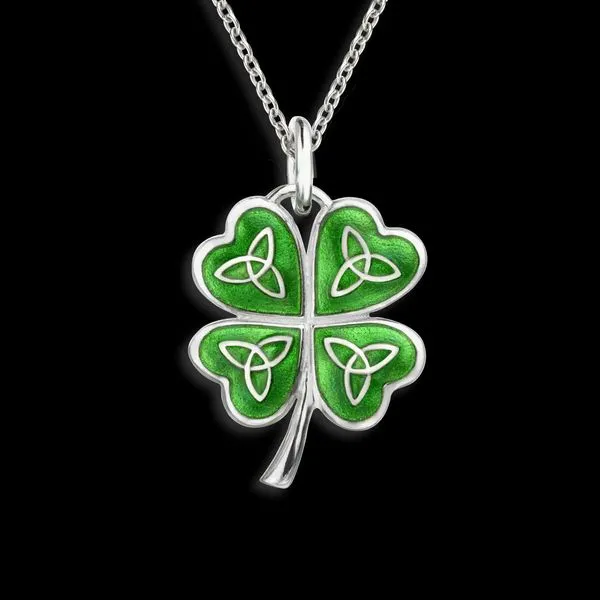 Green Cloverleaf Celtic Cross Necklace Charles Frederick Jewelers Chelmsford, MA