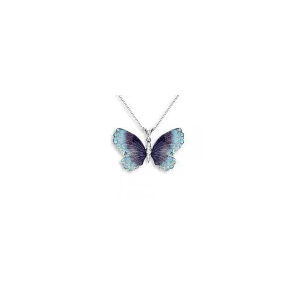 Sterling Rhodium Plated Enamel Butterfly Pendant Charles Frederick Jewelers Chelmsford, MA