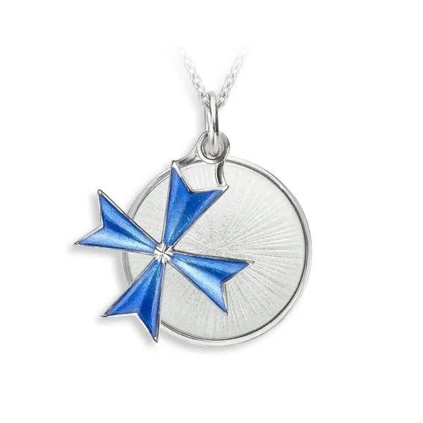 Sterling Rhodium Blue Maltese Cross Pendant Charles Frederick Jewelers Chelmsford, MA