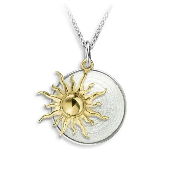 Sterling TT Rhodium Plated Sun And Disc Pendant Charles Frederick Jewelers Chelmsford, MA