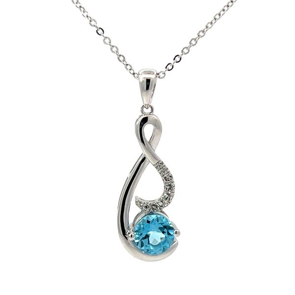 Sterling 1.40ct Sky Blue Topaz And .12ctw White Topaz Pendant Charles Frederick Jewelers Chelmsford, MA