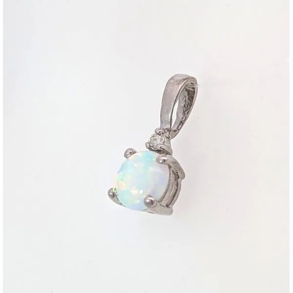 Sterling Simulated Opal And .02ct Diamond Ring Image 2 Charles Frederick Jewelers Chelmsford, MA