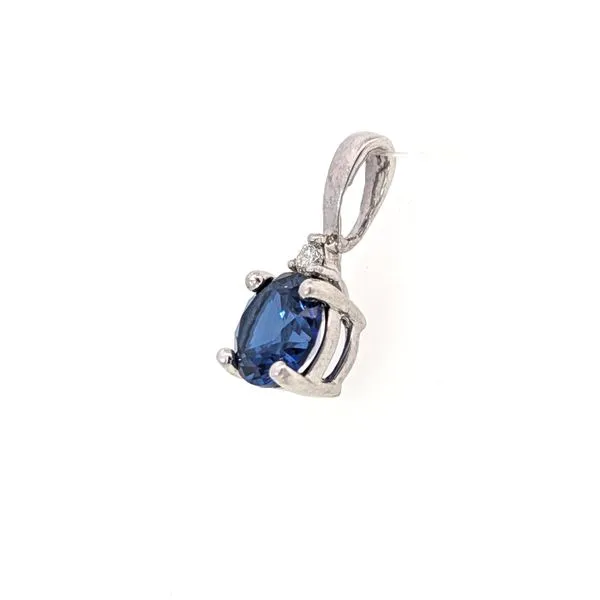 Sterling Created Sapphire And .02ct Diamond Ring Image 2 Charles Frederick Jewelers Chelmsford, MA