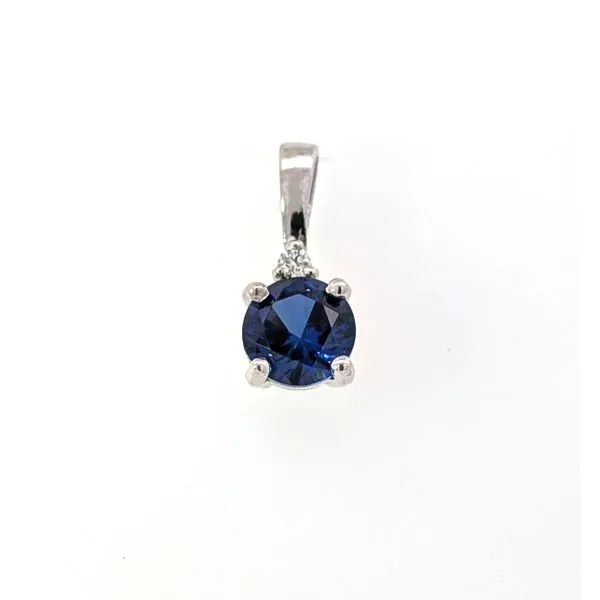 Sterling Created Sapphire And .02ct Diamond Ring Charles Frederick Jewelers Chelmsford, MA