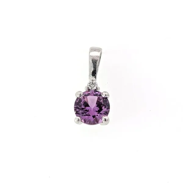 Sterling Simulated Alexandrite And .02ct Diamond Pendant Charles Frederick Jewelers Chelmsford, MA