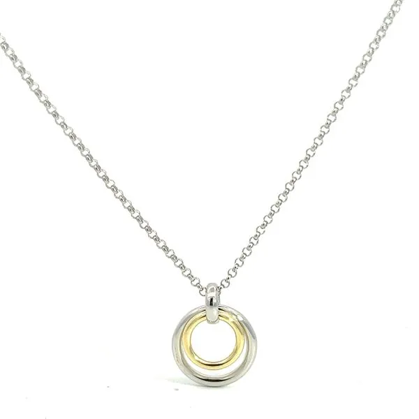 Sterling Two Tone Rhodium Plated Double Circle Pendant Charles Frederick Jewelers Chelmsford, MA