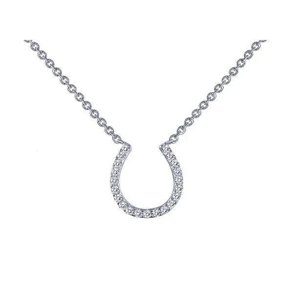 Horseshoe Necklace with Simulated Diamonds Sterling Silver Charles Frederick Jewelers Chelmsford, MA