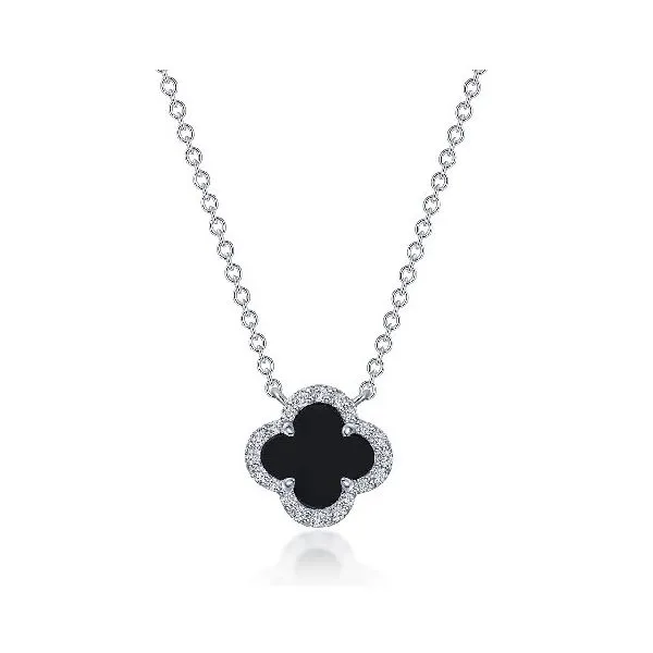 Black Onyx Good-Luck Symbol SS Simulated Diamonds Charles Frederick Jewelers Chelmsford, MA