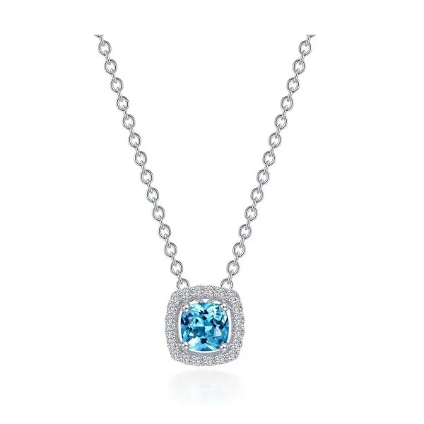 Cushion-Cut Simulated Blue Topaz Pendant Charles Frederick Jewelers Chelmsford, MA