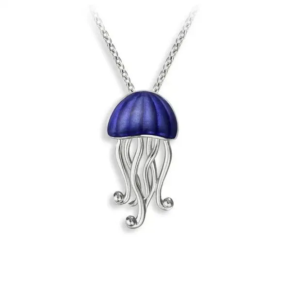 Jellyfish -  Blue and Sterling Silver by Master Enamelists at Nicole Barr Charles Frederick Jewelers Chelmsford, MA