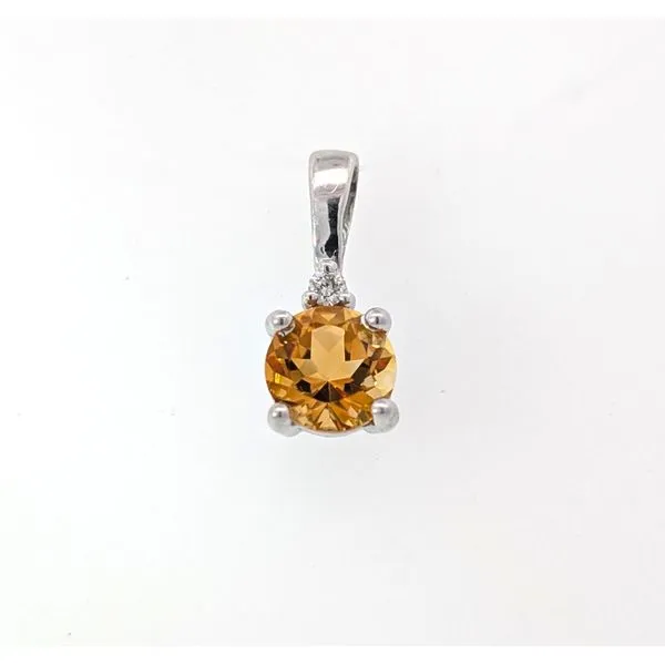Sterling Citrine And .02ct Diamond Pendant Charles Frederick Jewelers Chelmsford, MA