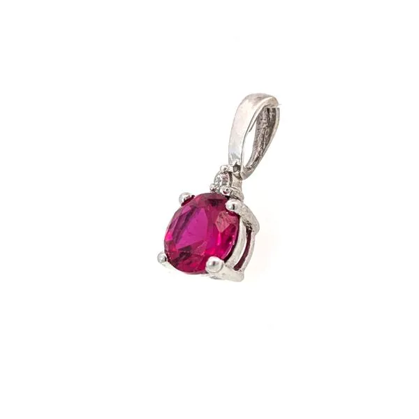 Sterling Created Ruby And .02ct Diamond Pendant Image 2 Charles Frederick Jewelers Chelmsford, MA
