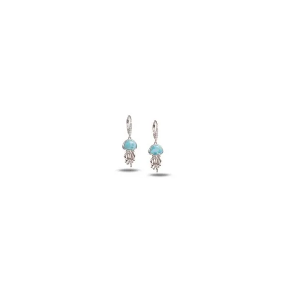 Sterling Silver LarimarJelly Fish Dangle Earrings Charles Frederick Jewelers Chelmsford, MA