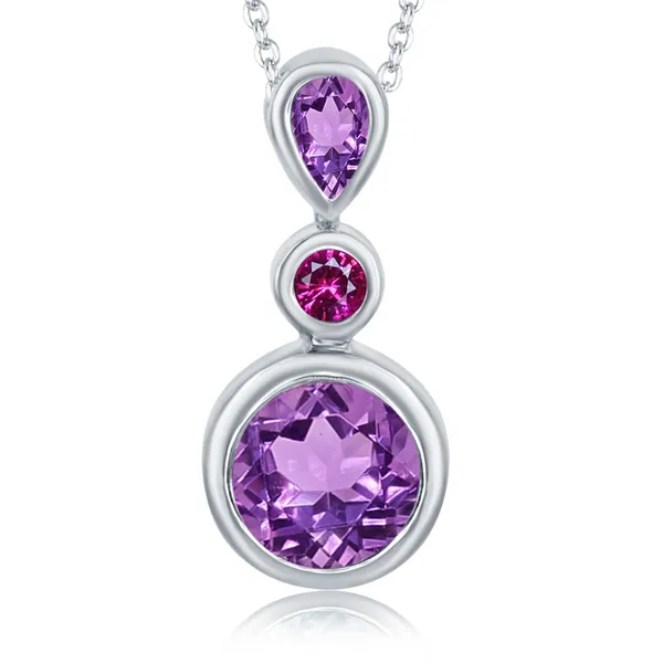 Sterling Amethyst and Garnet Pendant Charles Frederick Jewelers Chelmsford, MA