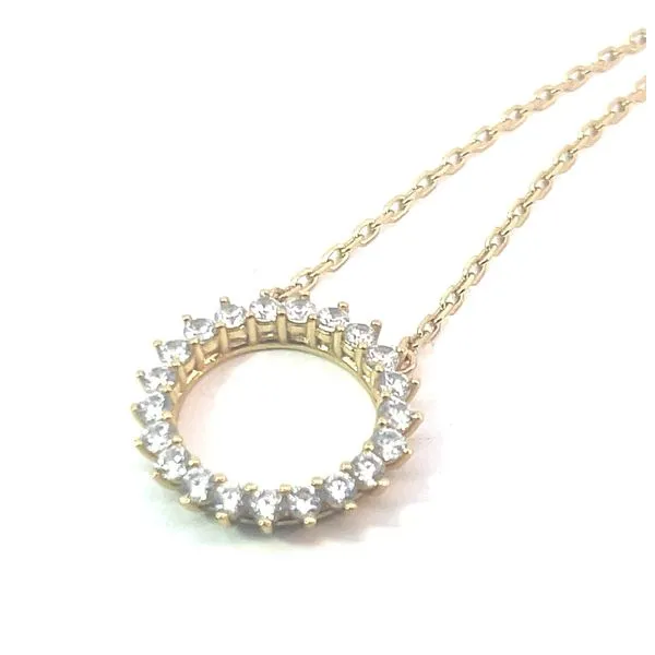 SS Cz Circle Necklace With Gold Overlay Image 2 Charles Frederick Jewelers Chelmsford, MA