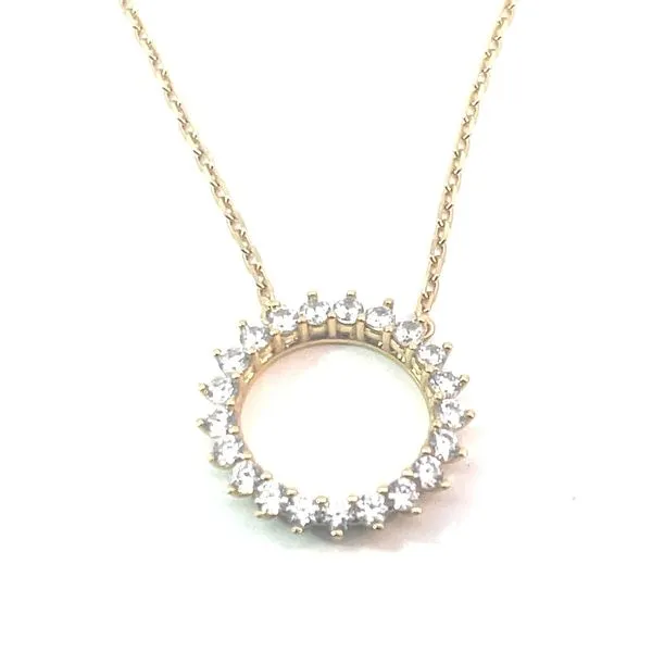 SS Cz Circle Necklace With Gold Overlay Charles Frederick Jewelers Chelmsford, MA