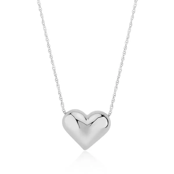 Sterling Silver 15mm Puffed Hear with 18in Chain Charles Frederick Jewelers Chelmsford, MA