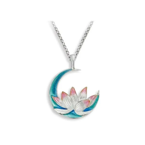 Blue Lotus Necklace By Master Enamelist Nicole Barr. Sterling Silver Charles Frederick Jewelers Chelmsford, MA