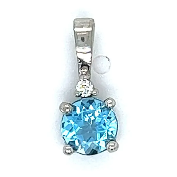 Sterling Blue Topaz And .02ct Diamond Pendant Charles Frederick Jewelers Chelmsford, MA