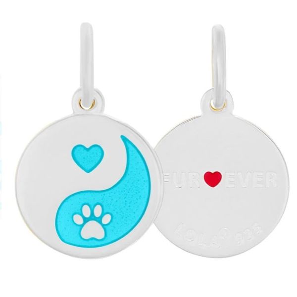 19mm LOLA Furever Ying Yang Paw in light blue and silver. Charles Frederick Jewelers Chelmsford, MA