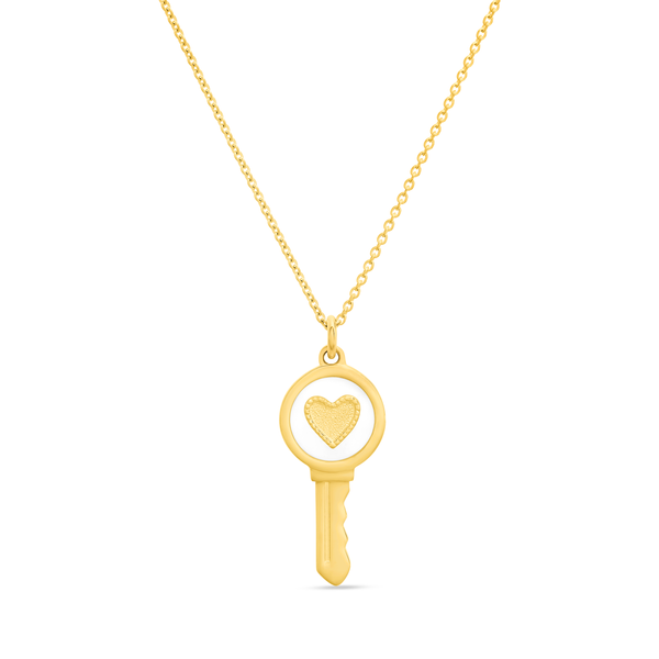 LOLA LOVE KEYS - Key Necklace Heart Sterling Silver with Gold Alpine White 18