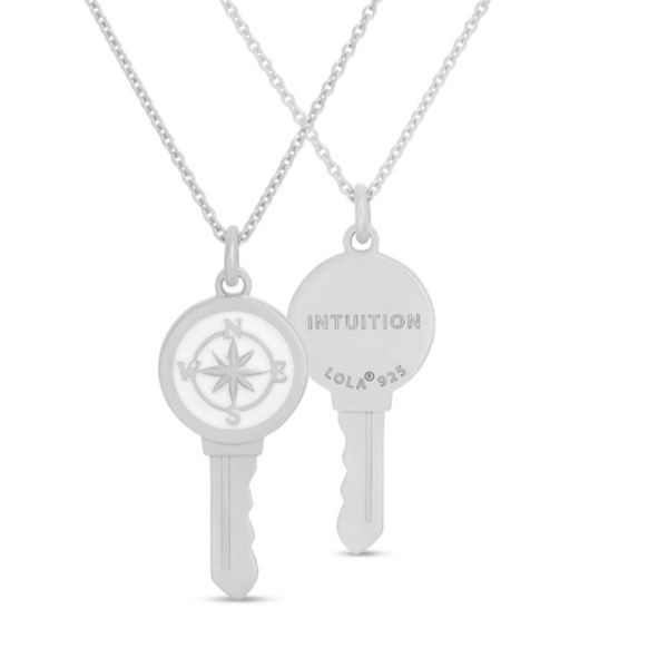 LOLA LOVE KEYS - Key Necklace Compass Rose Sterling Silver Alpine White 18