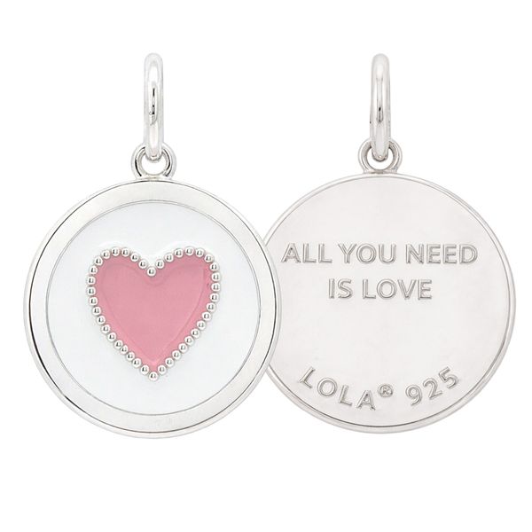 LOLA Heart Pendant in Flamingo Pink Medium Size Sterling Silver Charles Frederick Jewelers Chelmsford, MA