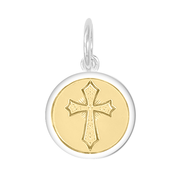 Lola 19mm Cross Gold Center Sterling Silver Pendant Charles Frederick Jewelers Chelmsford, MA
