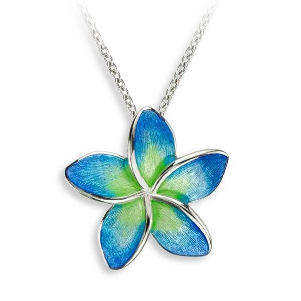 Sterling Silver Blue Plumeria Necklace 18in Charles Frederick Jewelers Chelmsford, MA