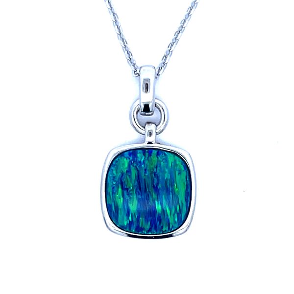 SS Cushion Created Opal Necklace Charles Frederick Jewelers Chelmsford, MA