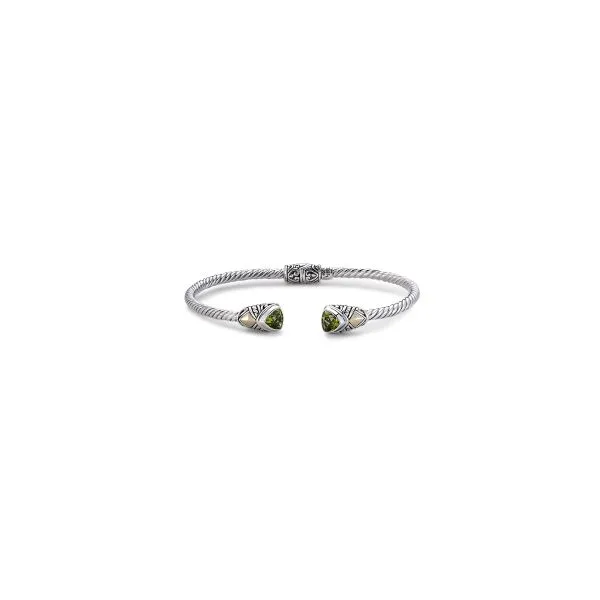 3mm Sterling/18K Trillion Shape Bangle With Peridot Charles Frederick Jewelers Chelmsford, MA