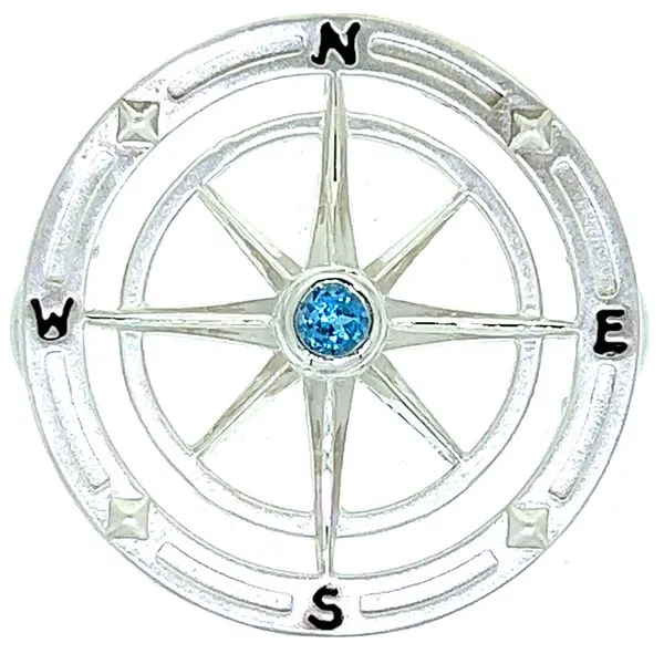 Sterling Compass Rose With Blue Topaz Clasp Charles Frederick Jewelers Chelmsford, MA