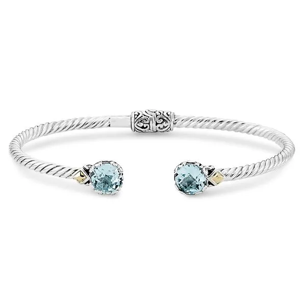 Sterling/18KY 7mm Round Blue Topaz Twisted Bangle Charles Frederick Jewelers Chelmsford, MA
